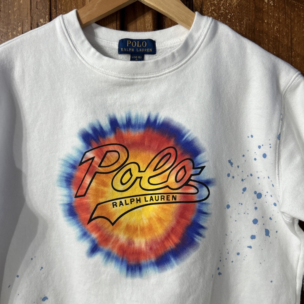 Boys Polo Ralph Lauren Sweatshirt Paint Splatter Logo Size L 14-16 EC